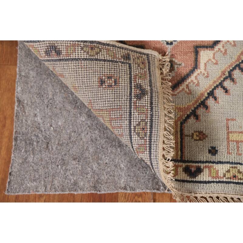 Geometric Beige Kazak Indian Runner Rug Handmade Wool Carpet - 2'5"x 7'8"