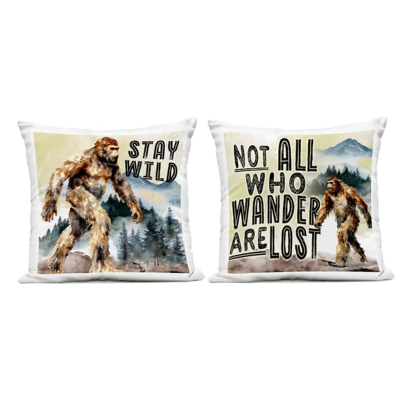 Stupell Wild Mythical Creature Quotes Printed Outdoor Throw Pillow Design by Nicole DeCamp (Set of 2) - Pillow Sets - Polyester - Yellow - Set of 2