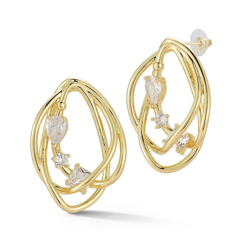 Chloe & Madison CZ Oval Studs - Yellow