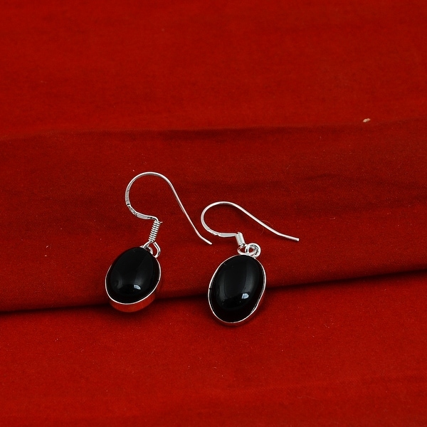 Black Onyx Silver Overlay 5 Gram Earring 1.75 New Jewelry