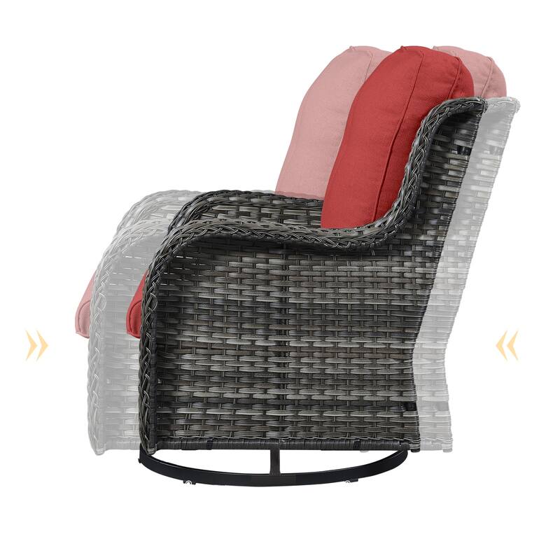 ArcoBay Wicker PE Rattan Outdoor Patio Swivel Glider Chairs with 4'' Olefin Cushions (2-Pack)