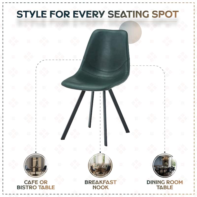 Markley Modern Ergonomic Leather Dining Chair with Black Steel Legs, Scratch-Resistant & Comfortable Kitchen Chair