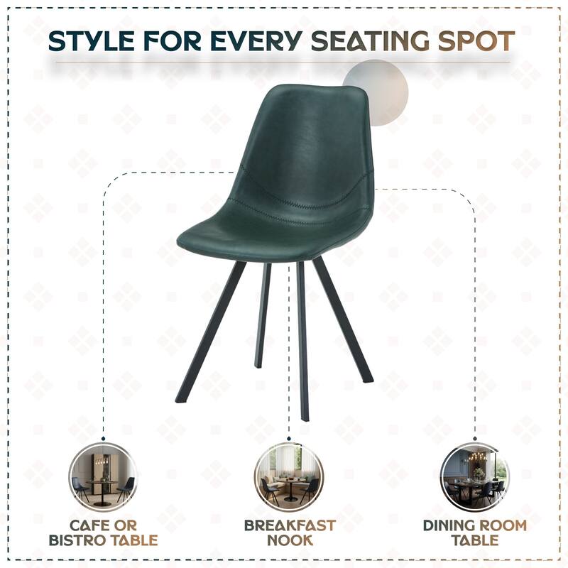 Markley Modern PU Leather Upholstered Ergonomic Mid-Back Accent Chair with Metal Legs for Home Kitchen or Living Room (Set of 4)