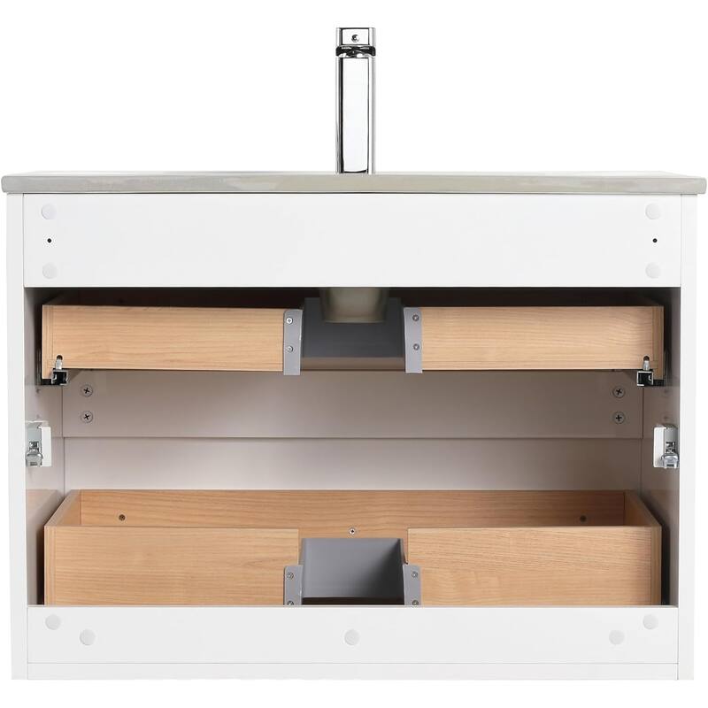 Blossom 30 Inch All Wood Wall Mounted Floating Bathroom Vanity with Sink