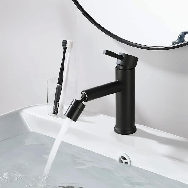 Matte Black Bathroom Faucet for 2 Mode Faucet for Bathroom Sink with 360° Rotating Aerator - Matte Black