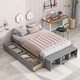 preview thumbnail 2 of 16, Full Size Platform Bed with Bed-end Storage Case & 2 Storage Drawers, Wooden Storage Bed Frame for Children Teens Adults Bedroom