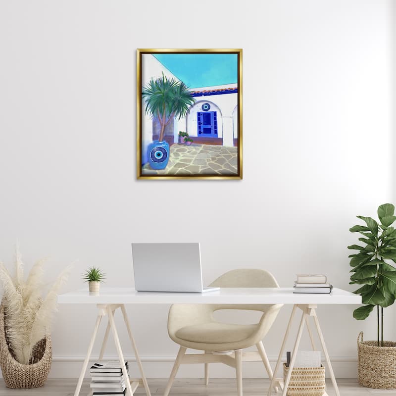 Stupell Tranquil Tropical Villa Framed Floater Canvas Wall Art Design By Matthew Piotrowicz