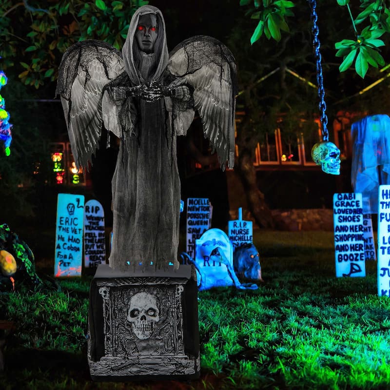 Costway 5.5ft Halloween Animatronic Decoration Animated Praying Angel - See Details