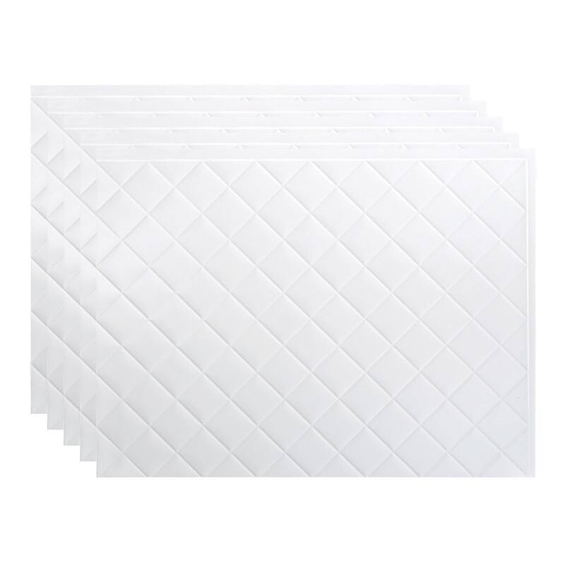 Fasade Quilted Decorative Vinyl 18in x 24in Backsplash Panel in Gloss White - 5 Pack