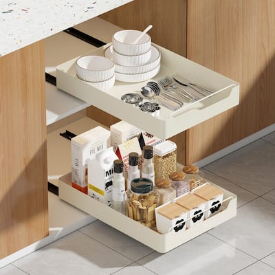 Pull Out Cabinet Organizer, Heavy Duty Metal Slide Out Drawer