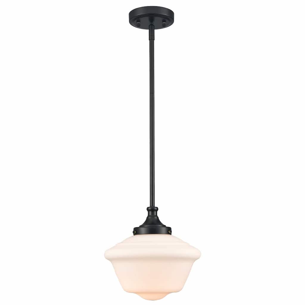 Antalya Schoolhouse Pendant Light Fixture with Milk Glass Shade 1-Light