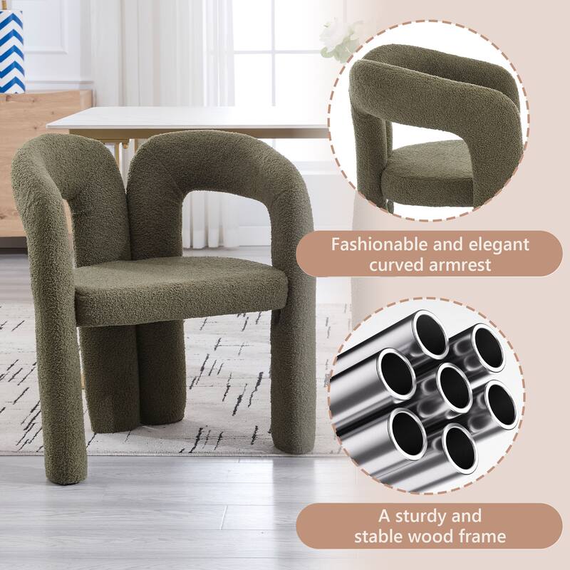 HOMEFUN Teddy Fabric Upholstered Wood Frame Contemporary Designed Dining Side Chair（set of 2）