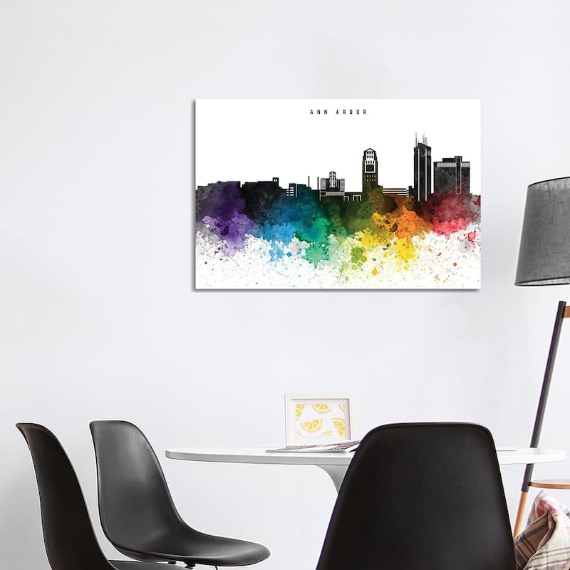 iCanvas "Ann Arbor Rainbow Style Skyline" by WallDecorAddict Canvas Print - 26x40x1.5