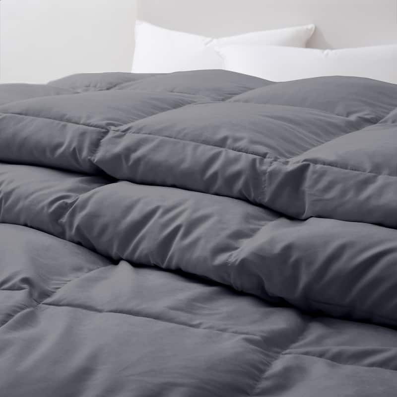 Lightweight to All-season White Goose Down Feather Fiber Comforter Duvet Insert