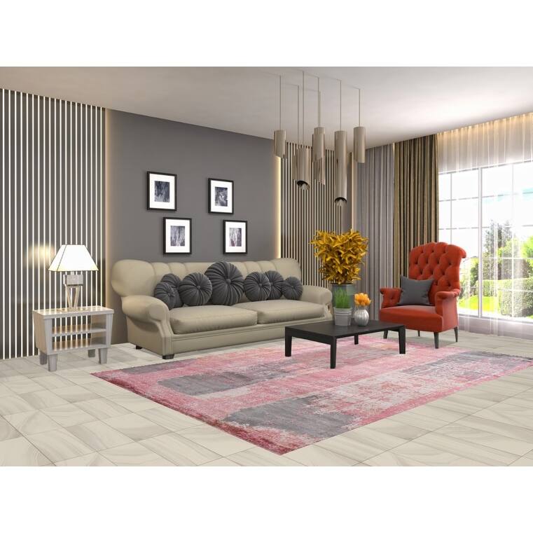 Contemporary Abstract Indian Area Rug Hand-Knotted Modern Wool Carpet - 5'11"x 8'11"