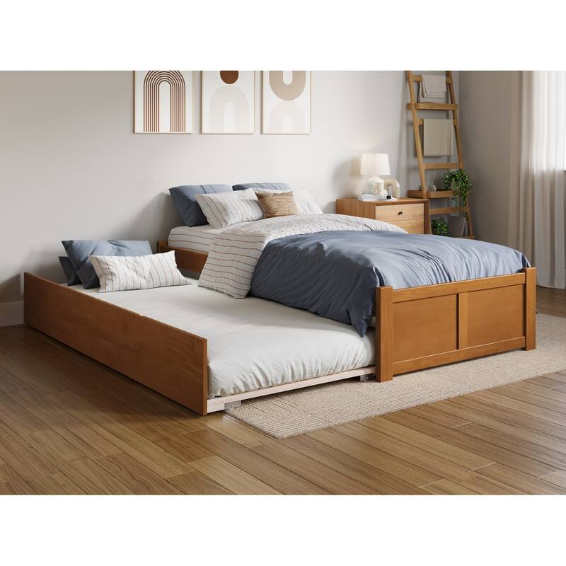 Concord Bed with Footboard and Twin Extra Long Trundle - Light Toffee - Twin XL