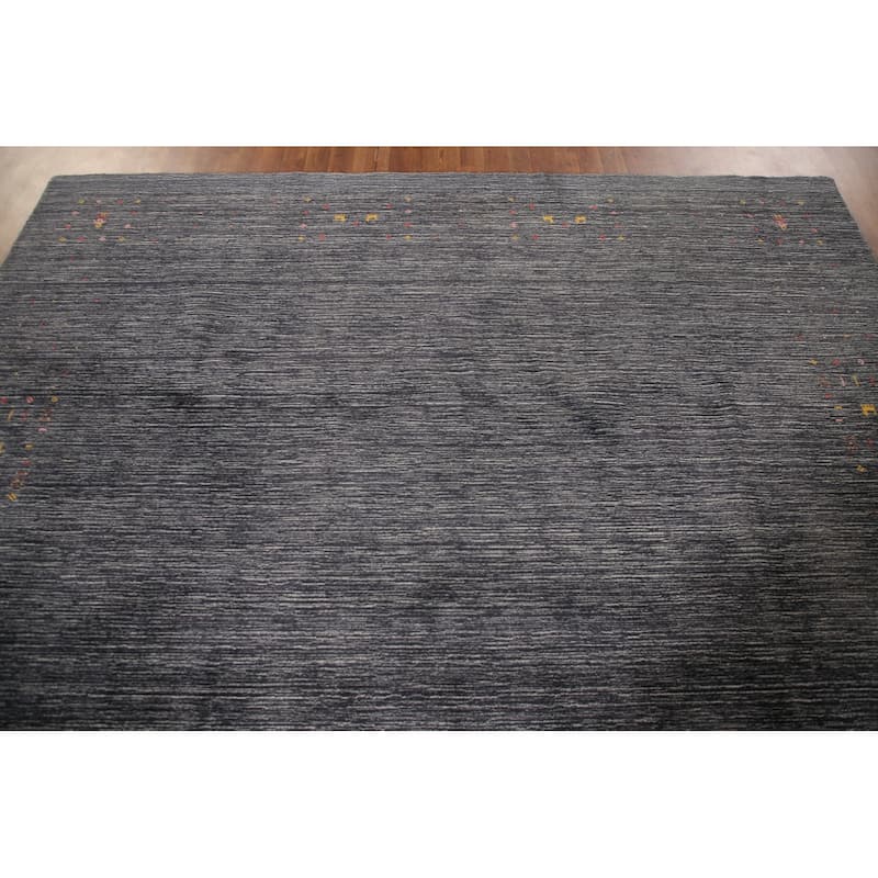 Striped Gabbeh Oriental Area Rug Wool Carpet - 8'9" x 11'6"