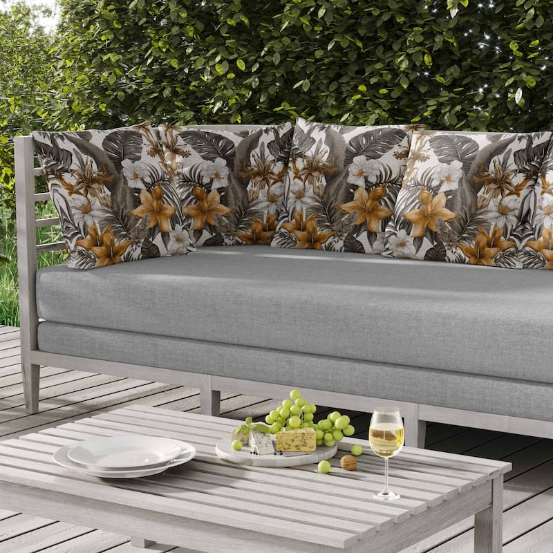 Rainforest Reverie Indoor/Outdoor Reversible Throw Pillow White and Bronze