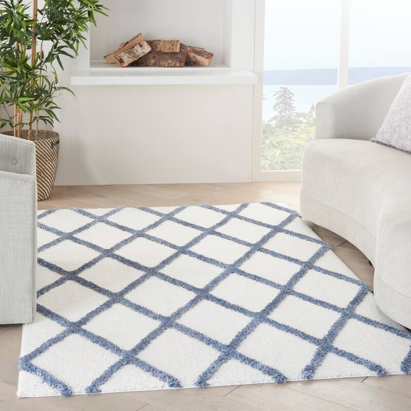 Nourison Feather Soft Contemporary Shag Diamond Area Rug
