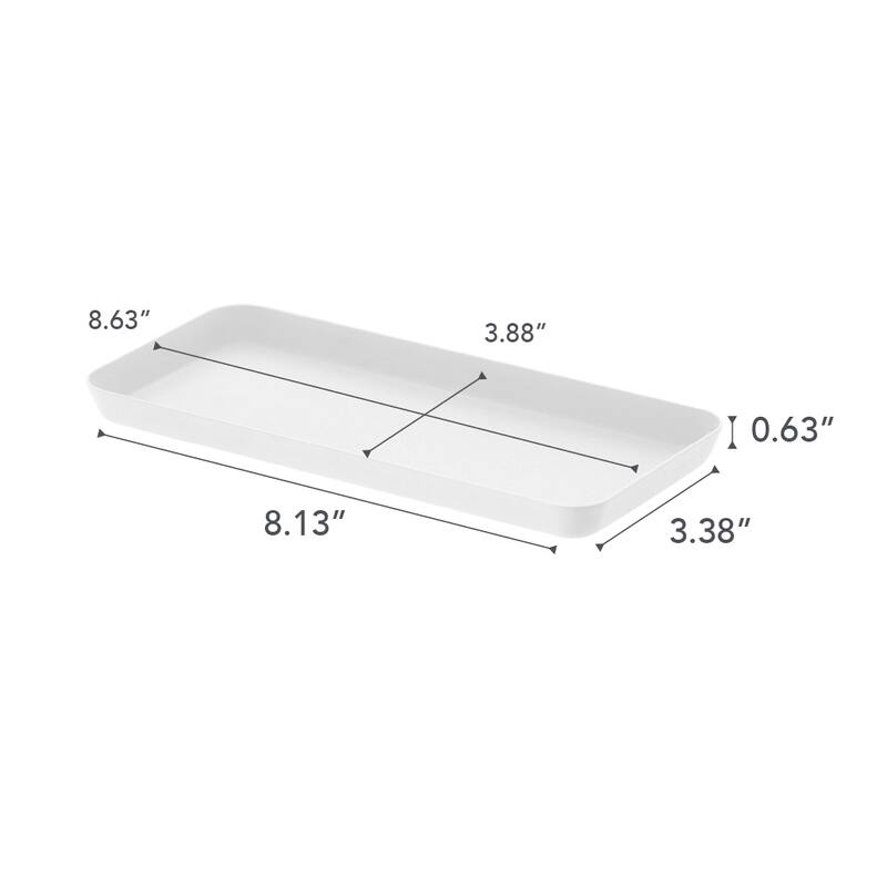 Yamazaki Home Vanity Tray - Flat - Two Sizes, Steel, 4" x 8.5" - L 3.94 x W 8.66 x H 0.59 inches