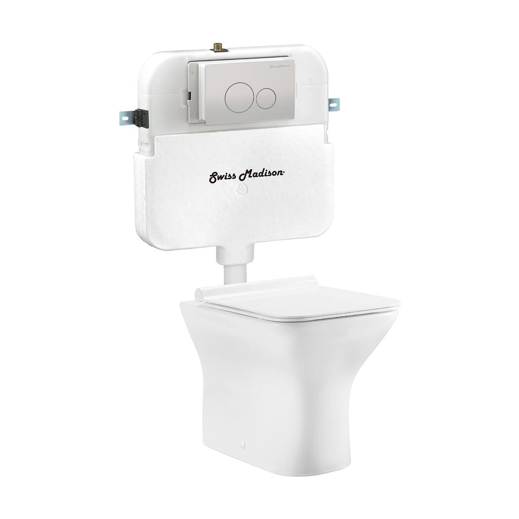 Charme Back To Wall Toilet Bowl Bundle In Glossy White - 22" x 17.3" 16.3"