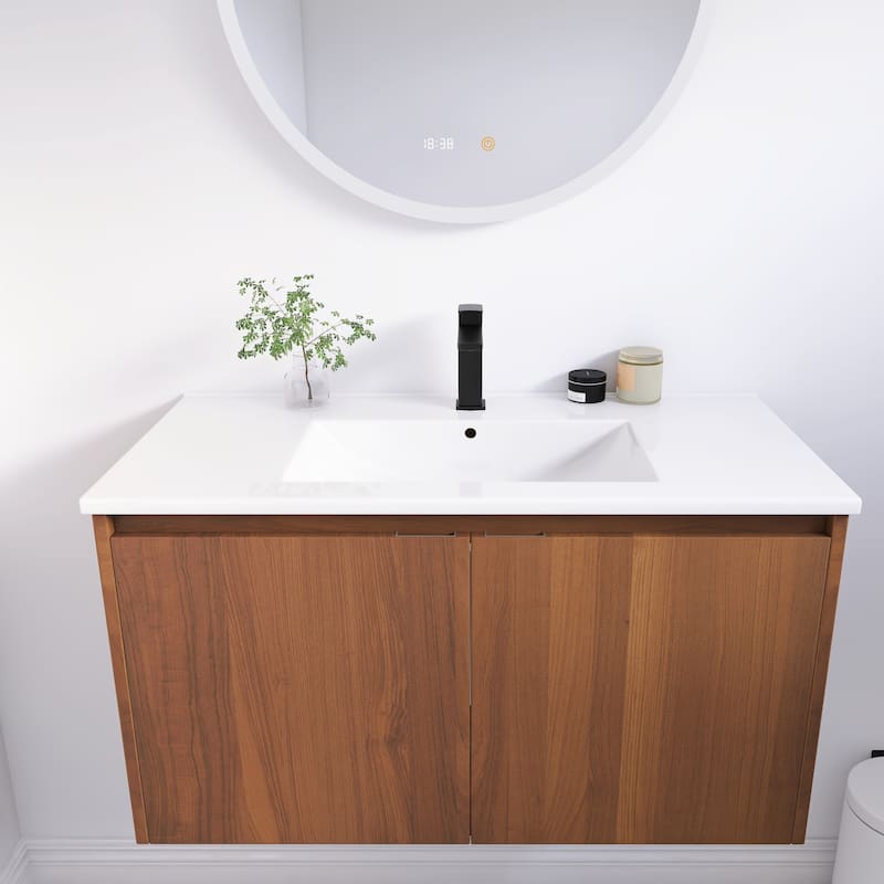 BNK 24"/30"/36" Single Sink Bathroom Vanity with Soft Close Door, Modern Floating Vanity