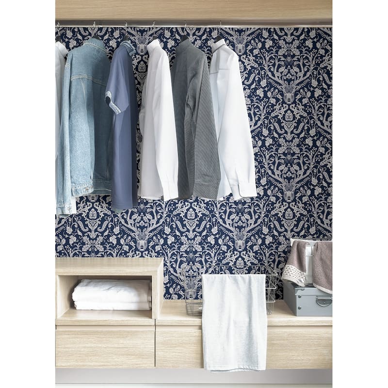 NuWallpaper Navy Escape to the Forest Peel & Stick Wallpaper - 216in x 20.5in x 0.025in