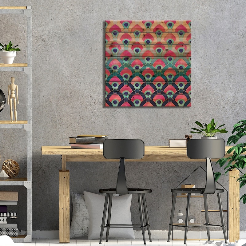 Feathered I Print On Wood by Elisabeth Fredriksson - Multi-Color