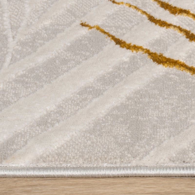 Elegant Area Rug with Textured Palm Leaf Design