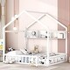 preview thumbnail 3 of 8, White Pine Wood Playhouse Bed with Roof, Fence & Storage Shelf
