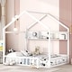 preview thumbnail 12 of 36, Wooden House Bed with Storage Shelf, Kids Bed with Fence & Roof