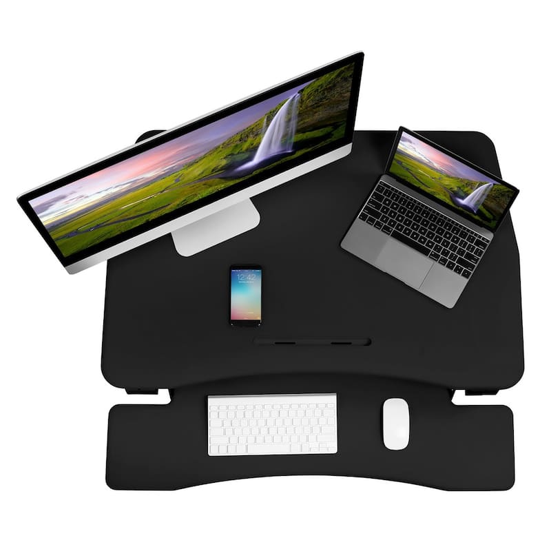 Mount-It! Standing Desk Sit-Stand Desk Converter Height Adjustable, Large Surface Area