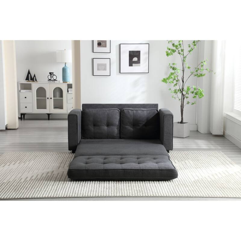 Space-Saving 3 Fold Sofa Bed - Velvet Linen Futon Couch with Pull-Out Bed, Perfect for Small Living Areas