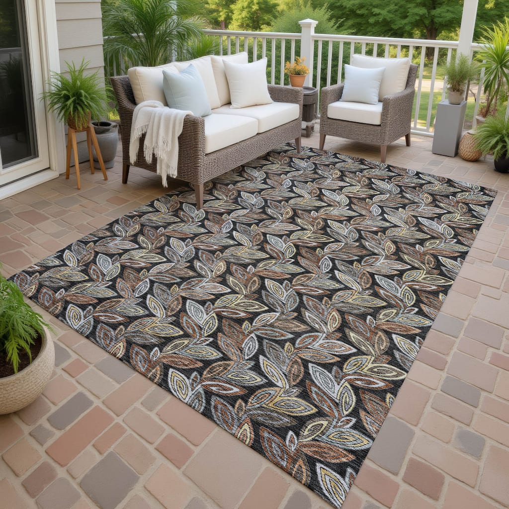 Machine Washable Indoor/ Outdoor Modern Rose Hill Chantille Rug