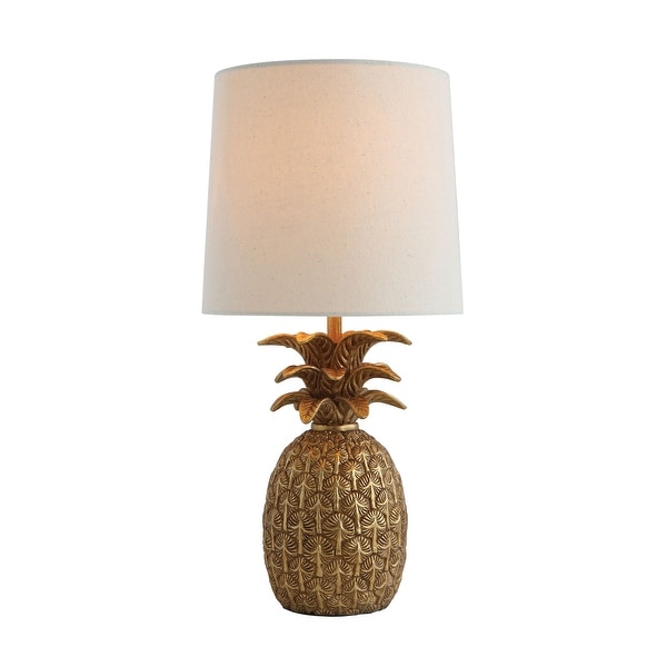 Pineapple Shaped Table Lamp with Linen Shade Gold