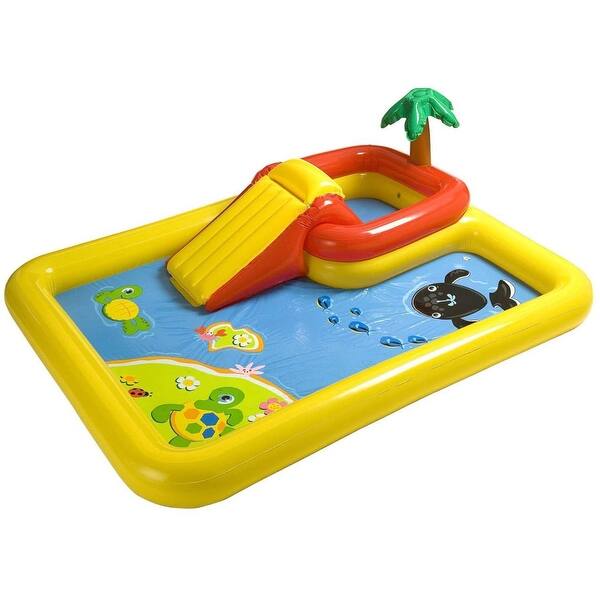 Intex 100x77 Inch Inflatable Ocean Play Center & 8.5x5.75 Inch Pool for 2-3 Kids - 14.8