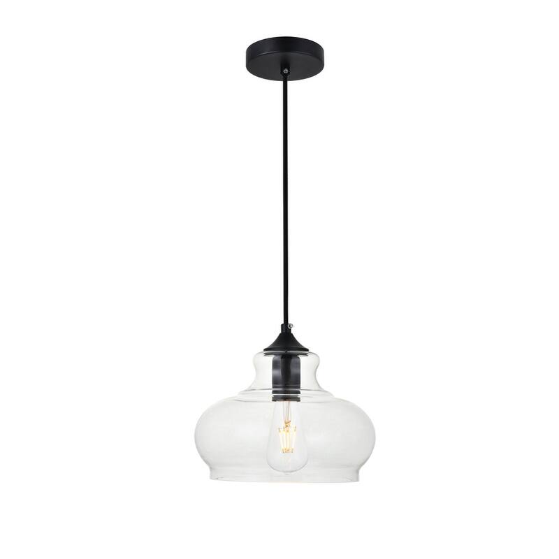 Clear Glass 1-light Pendant - Black