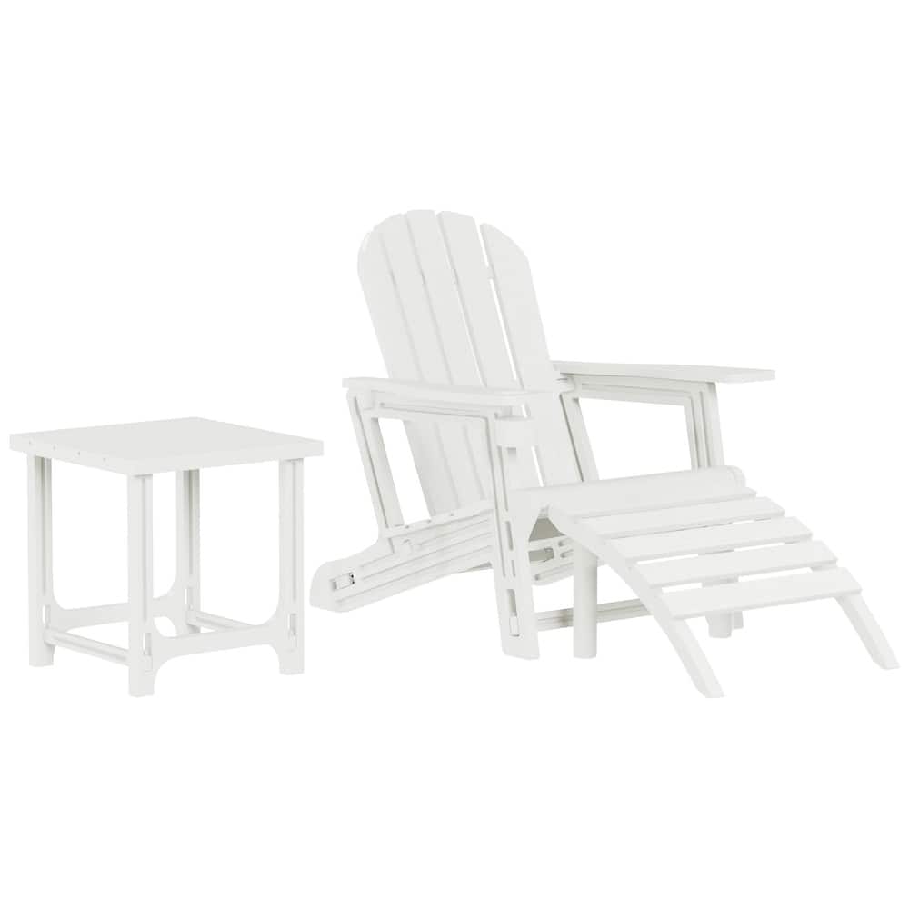 Coastline Outdoor Poly 3-Piece Set Adirondack Chair with Ottoman and Side Table