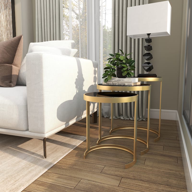 Black/Gold Metal Accent Tables (Pack of 3)
