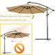 10 FT Solar LED Patio Outdoor Umbrella Hanging Cantilever Umbrella Offset Umbrella Easy Open Adustment with 24 LED Lights