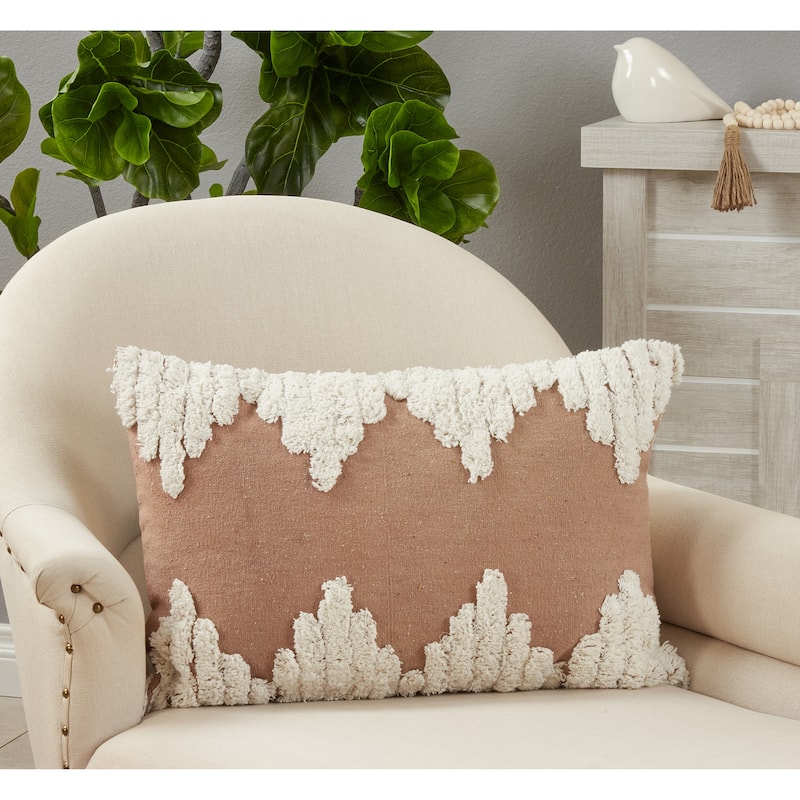 Throw Pillow With Tufted Design, 13"x20" - Cover Only - Brown