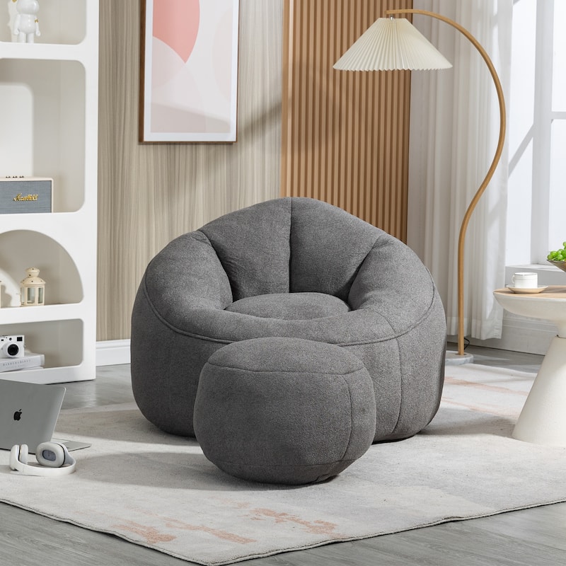 High Pressure Foam Bean Bag Chair with Padded Foam Padding Compressed Bean Bag With Footrest