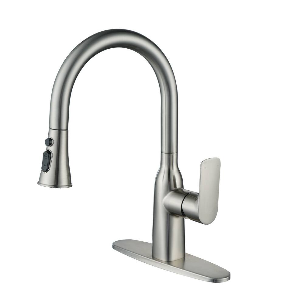 WOWOW 3-Functions Single-Handle Pull Down Sprayer Kitchen Faucet