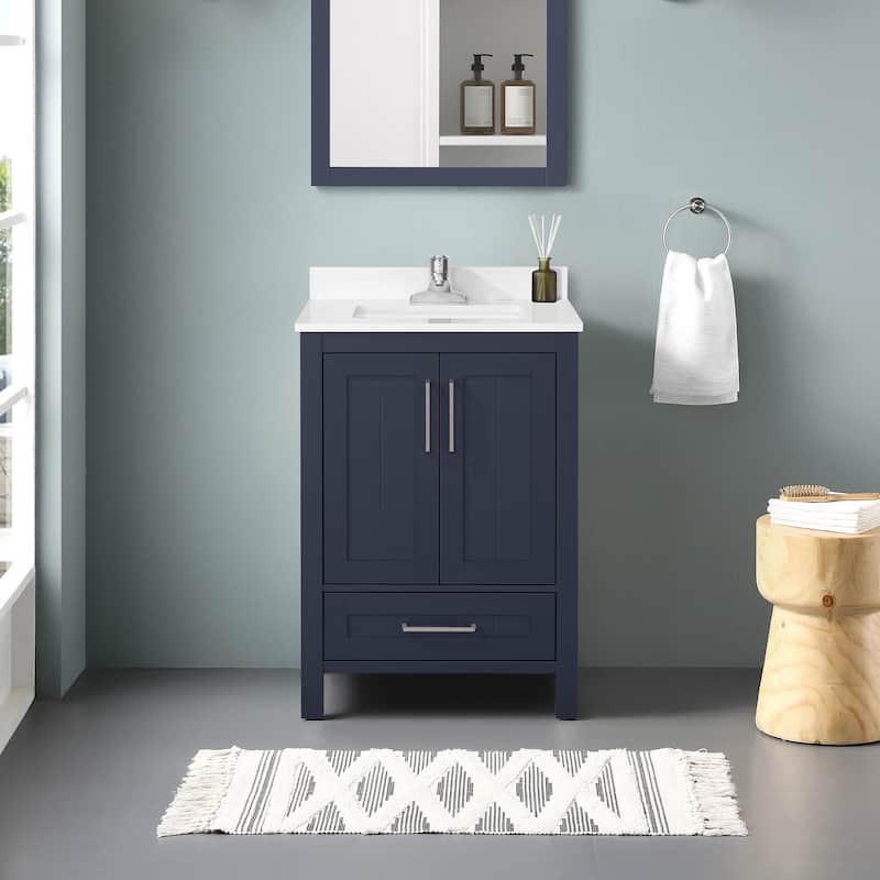 Ove Decors Kansas 24 in. Single Sink Bathroom Vanity in Midnight Blue - Blue