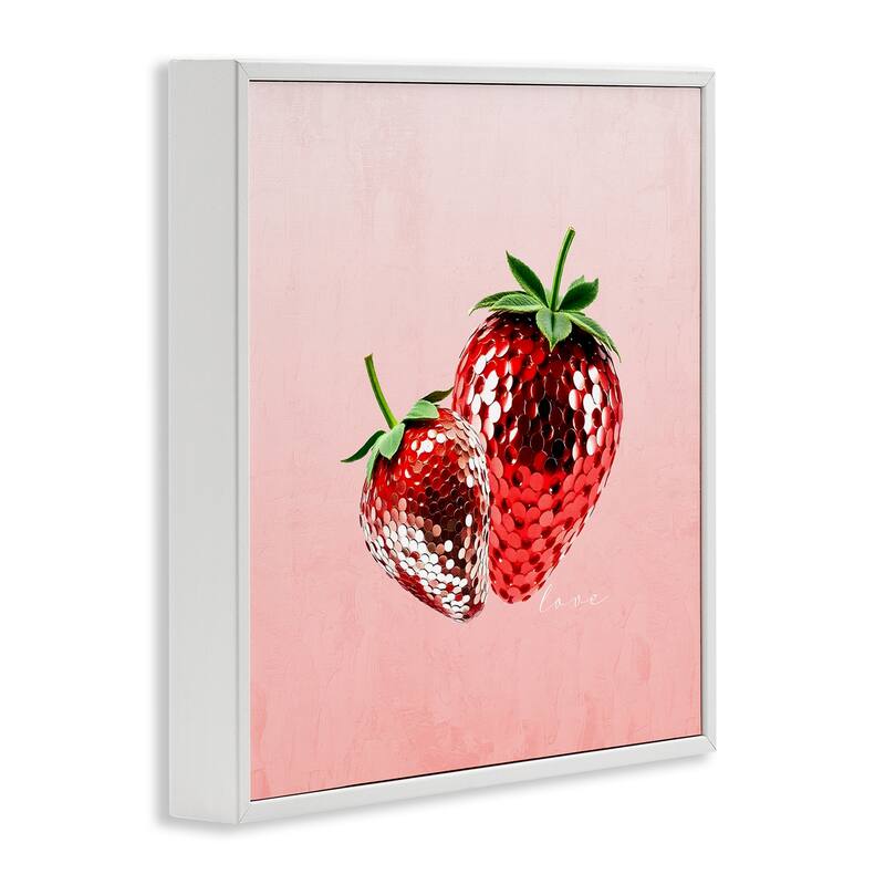 Stupell Disco Sequin Strawberries Framed Giclee Art Design By Kim Allen