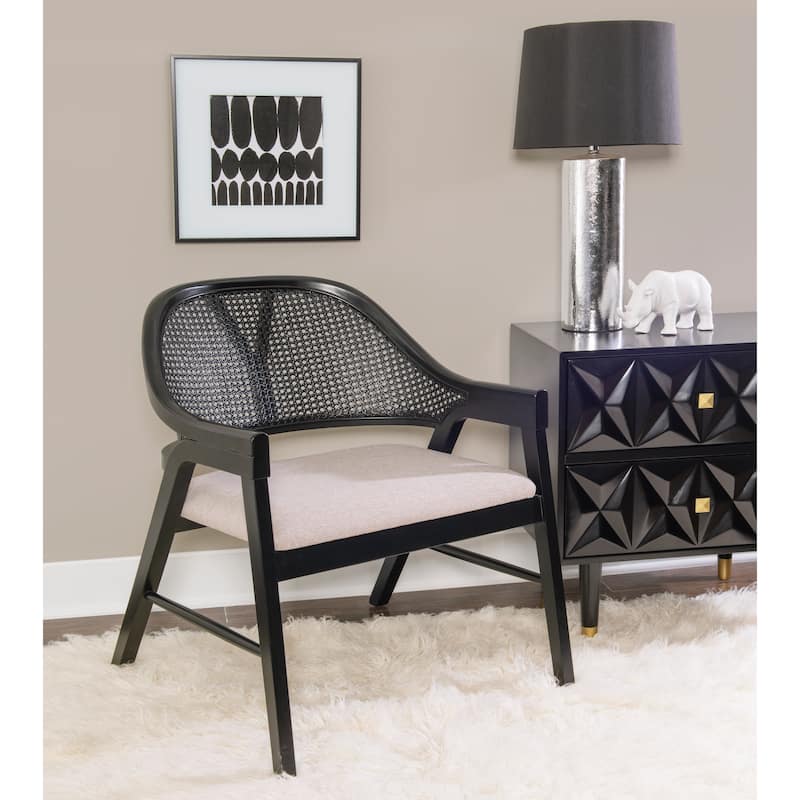 Kanoy Black Cane-Back Side Dining Chair - Black