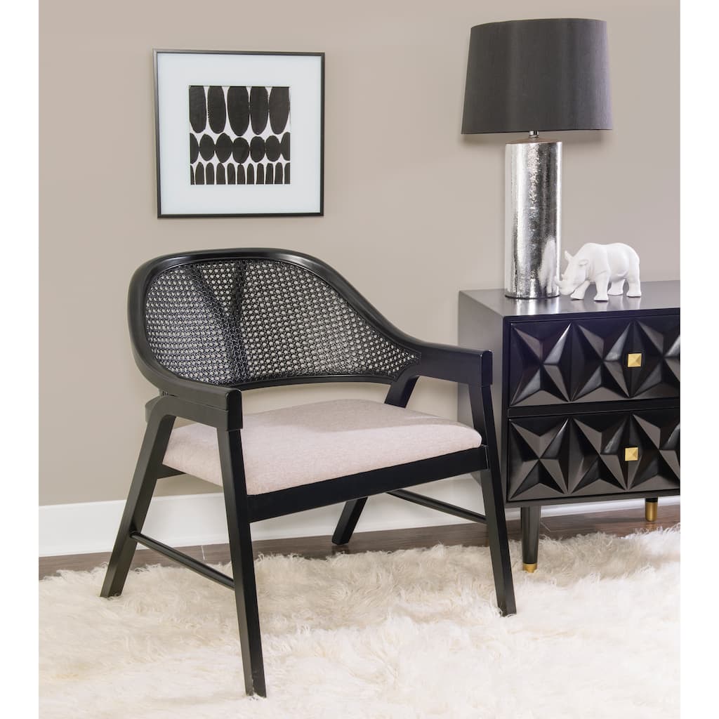 Kanoy Black Cane-Back Side Dining Chair