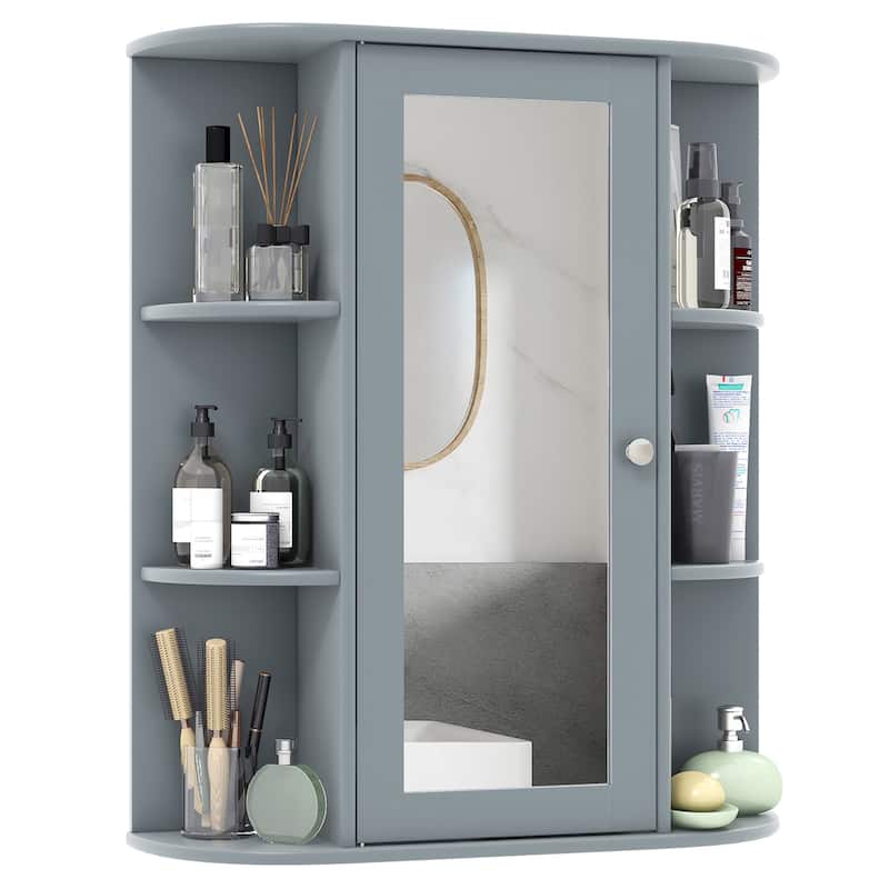 Gymax Bathroom Wall Medicine Cabinet Wall Mounted Storage Organizer - See Details - Grey - See Details