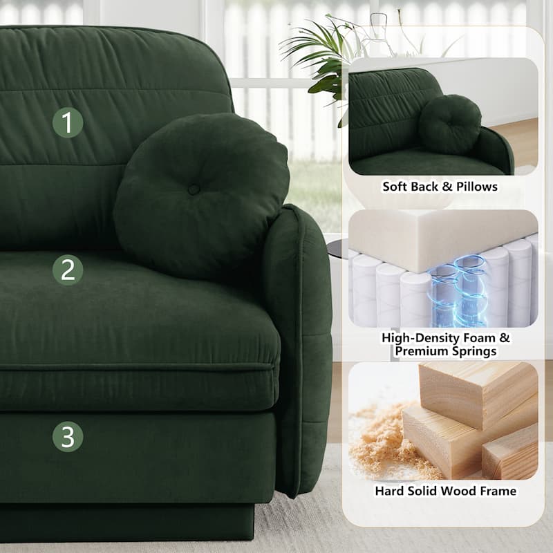 GDFStudio Sylvie Ashworth Chenille Cloud U-Shaped Loveseat Sofa with Movable Ottomans, Deep Seat