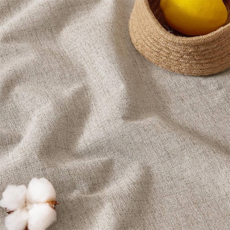 Beige Linen Blackout Curtains 52x84" Sliding Door